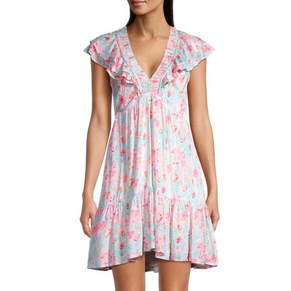 Roller Rabbit Amandine Ondika Floral Mini Dress Sz S - Picture 1 of 12